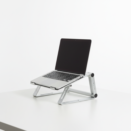 Foldable Aluminum Laptop Stand on a modern desk